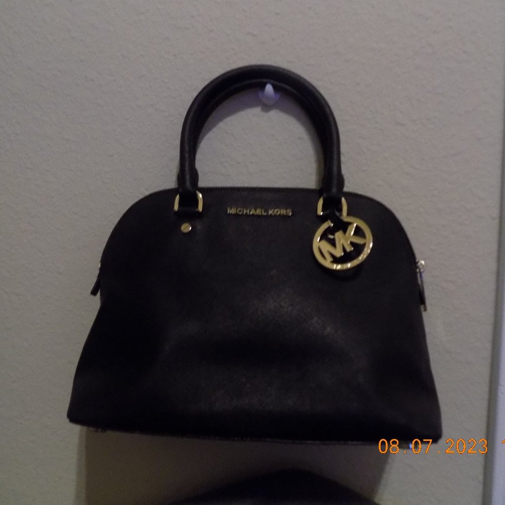 Black Medium Leather Michael Kors Satchel Bag